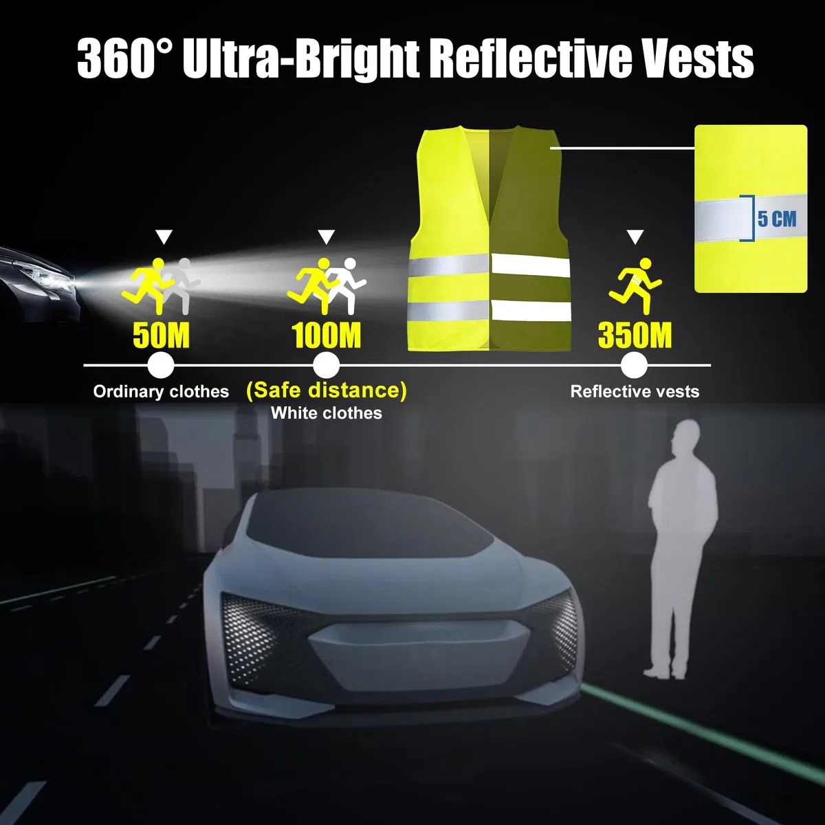 Chaleco Reflectante Homologado, 8 Piezas Chalecos Reflectantes Coche Alta Visibilidad Conforme a la Normativa Europea EN ISO 20471, Chaleco Security Adulto para Conductor Limpiador Trabajador