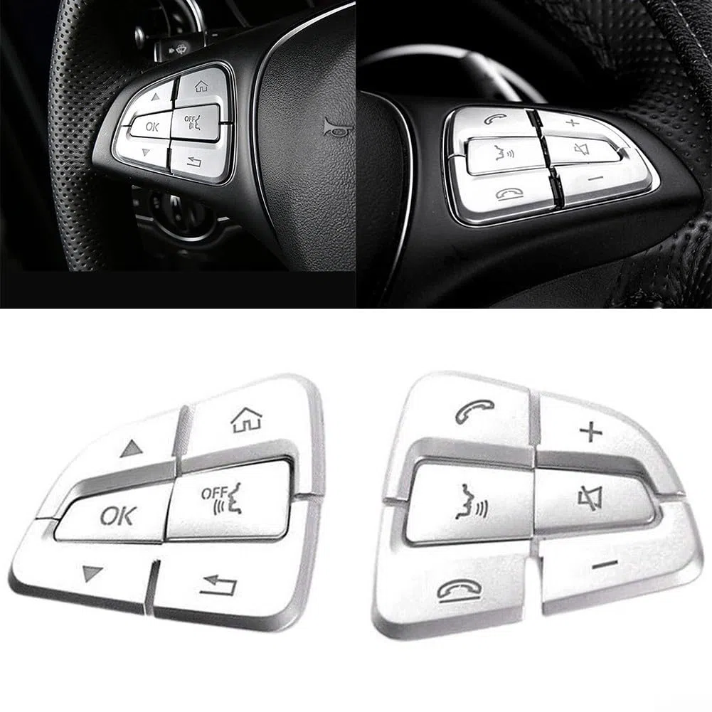 Pegatinas para botones de volante para Mercedes para BENZ W205 Clase C GLC GLE GLS, cubierta de botón cromada tipo A