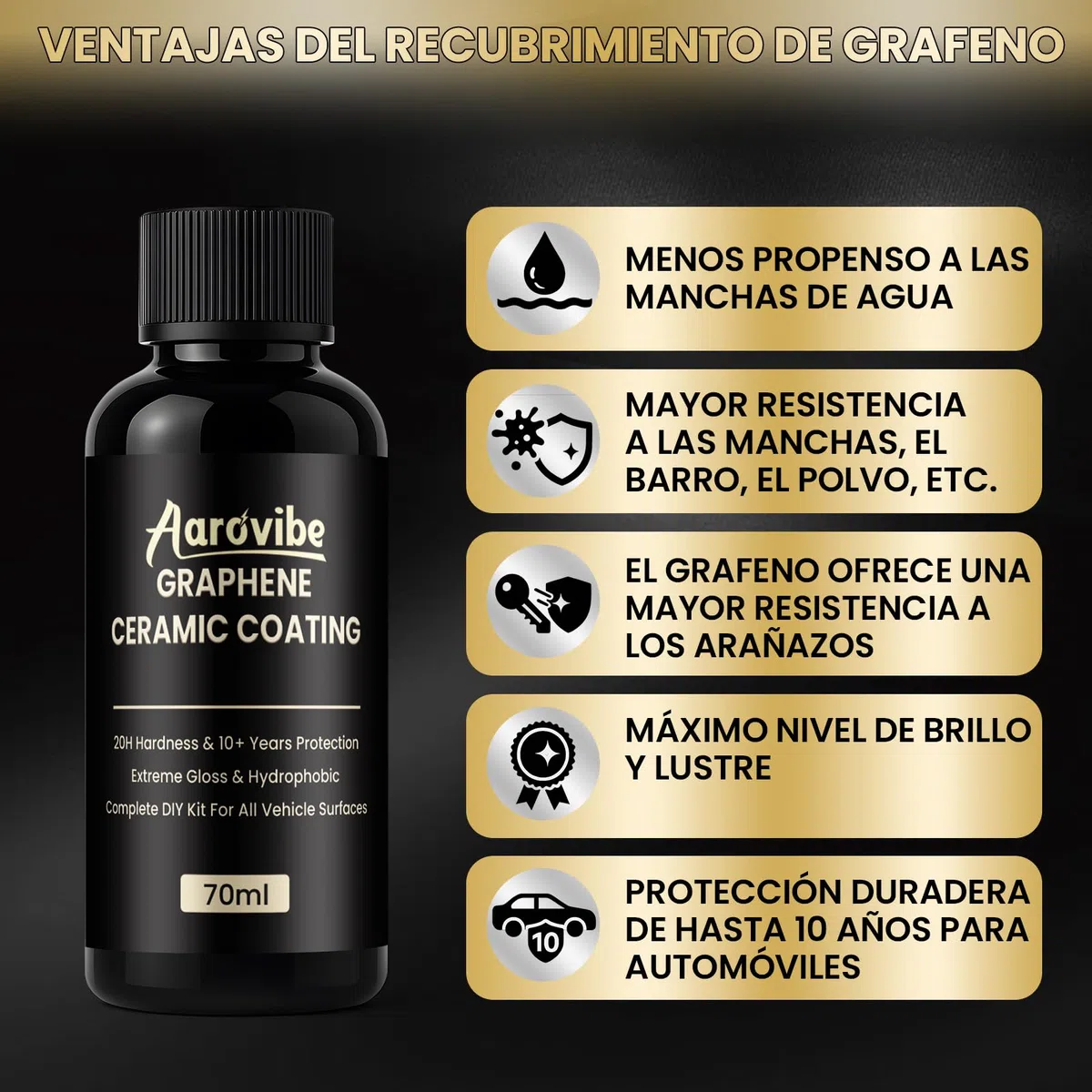 20H Ceramic Coating Car, Kit Avanzado de Grafeno Recubrimiento Cerámico, 10+ Años de Protección y Brillo Extremo, Tratamiento Ceramico Coche para Restauración y Cuidado de Pintura (70ml)