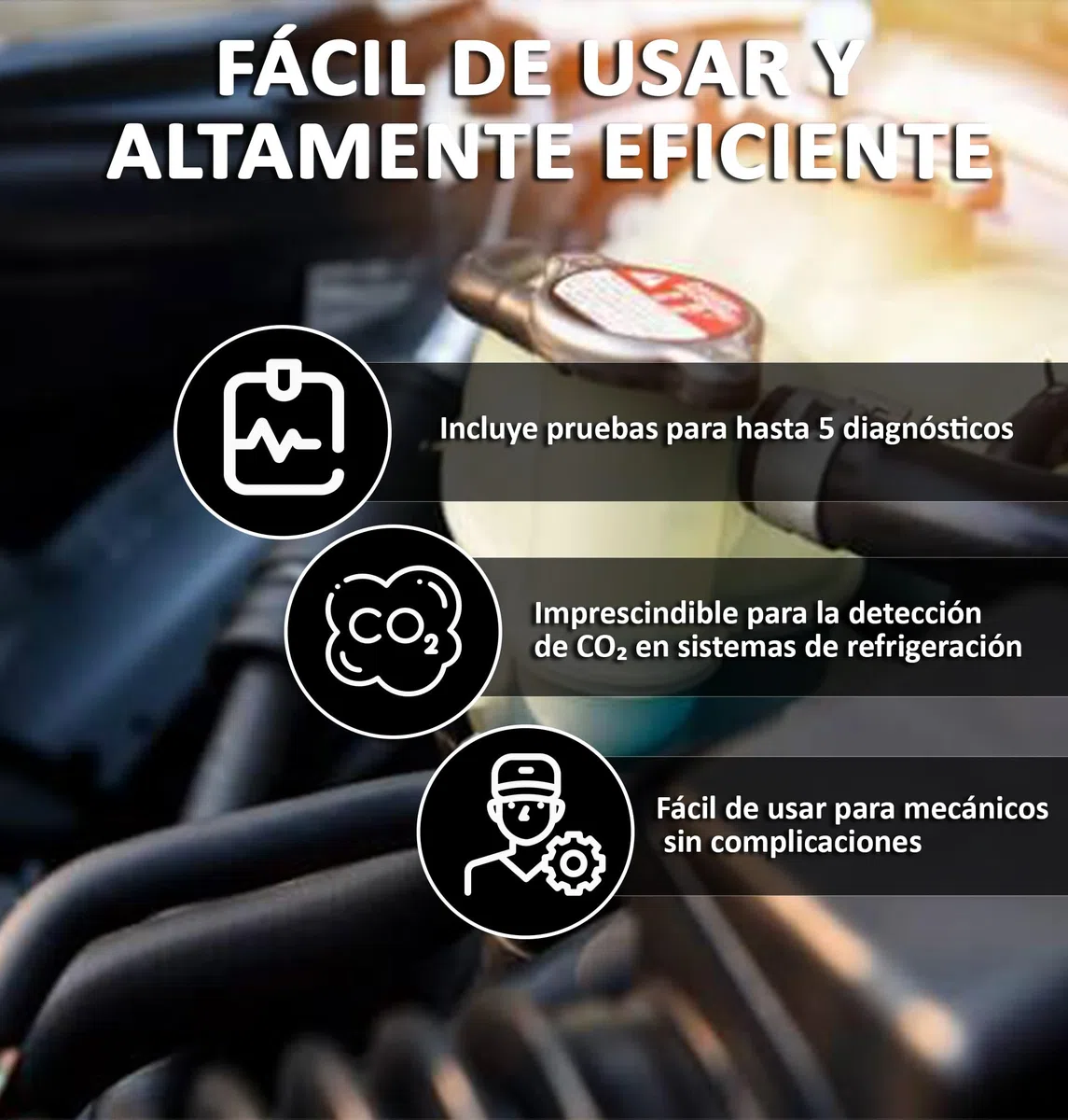 Detector De Fugas De Junta De Culata por CO₂ | Kit Profesional para Prueba de Gases En Refrigerante | Detecta Fugas de CO2 Rápidamente | para Motores Diésel y Gasolina (5 Pruebas)