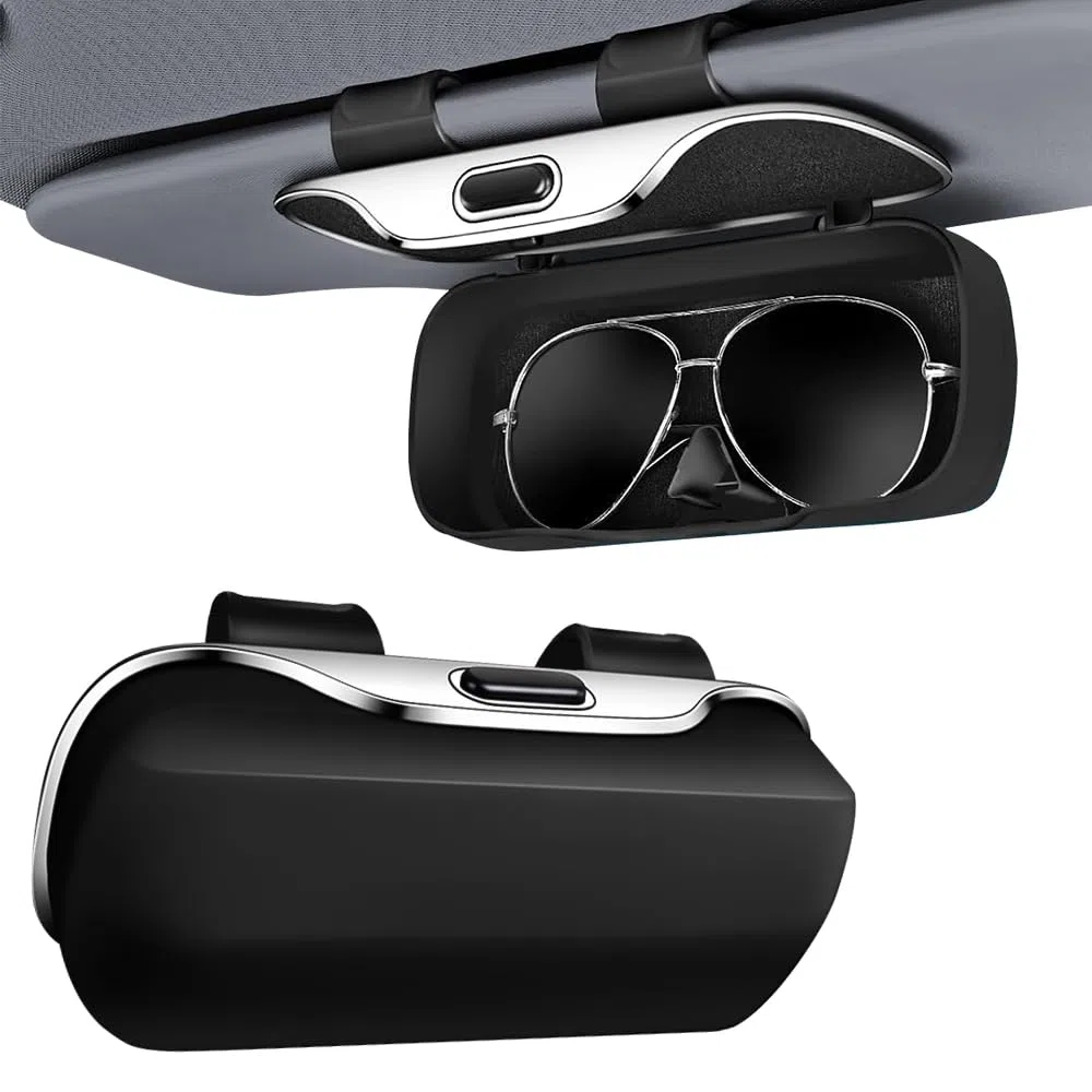 Funda para Gafas De Coche, Soporte Portátil para Lentes De Sol, Soporte para Gafas De Sol para Coche con Acolchado De Fieltro, Multifuncional, para La Mayoría De Los Modelos De Coche (Negro)