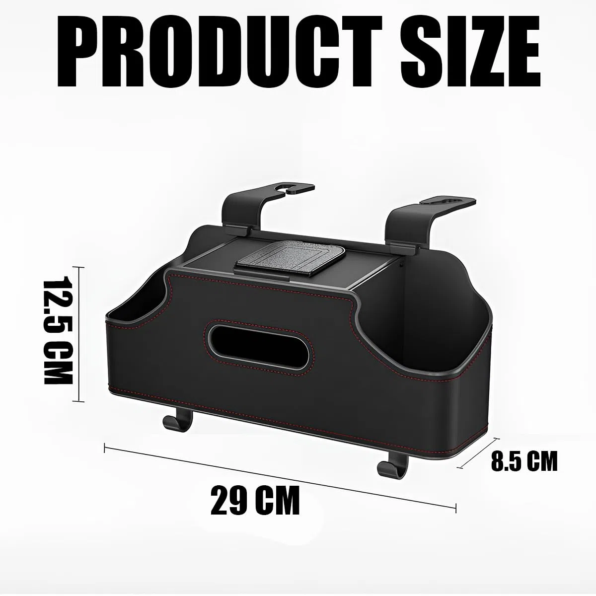 CGEAMDY Organizador Multifunción Para Asiento Trasero De Coche, Práctico Organizador De Coche Con Reposacabezas, Organizador Reposacabezas Asiento Trasero Con Portavasos, Caja De Pañuelos, Gancho