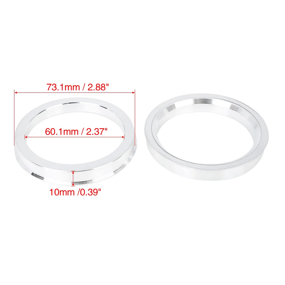 X AUTOHAUX 4Pcs 73.1 a 60.1 mm Aluminio Aleación Coche Cubo Centrado círculos Anillos de Centrales
