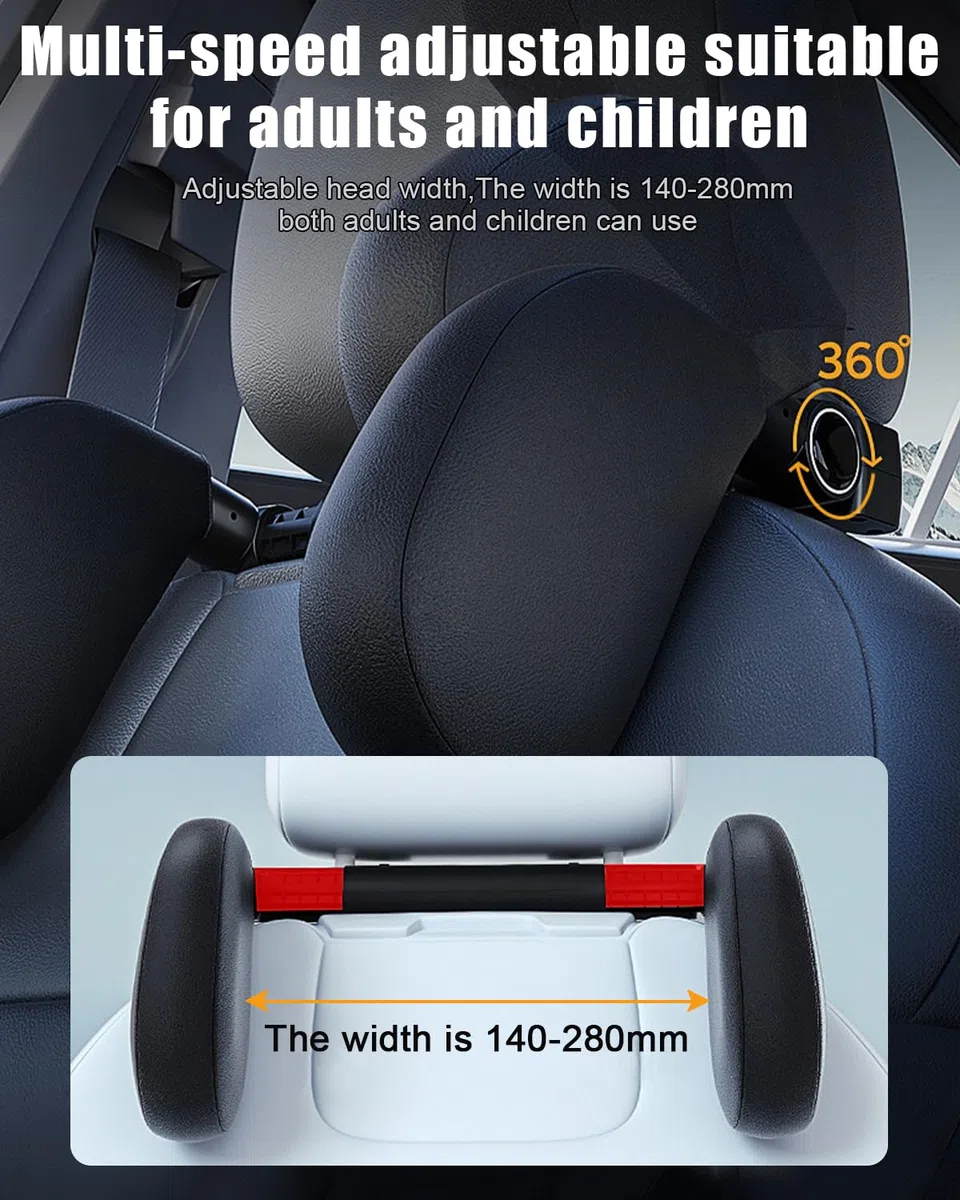 Zawaer Reposacabezas Coche, Reposacabezas Coche Niño, Reposacabezas Lateral Del Coche, Soporte Cabeza Niño Coche, 360 Grados Ajustable de Cuero Transpirable Apoya Cabeza Coche para Adultos Niño.negro