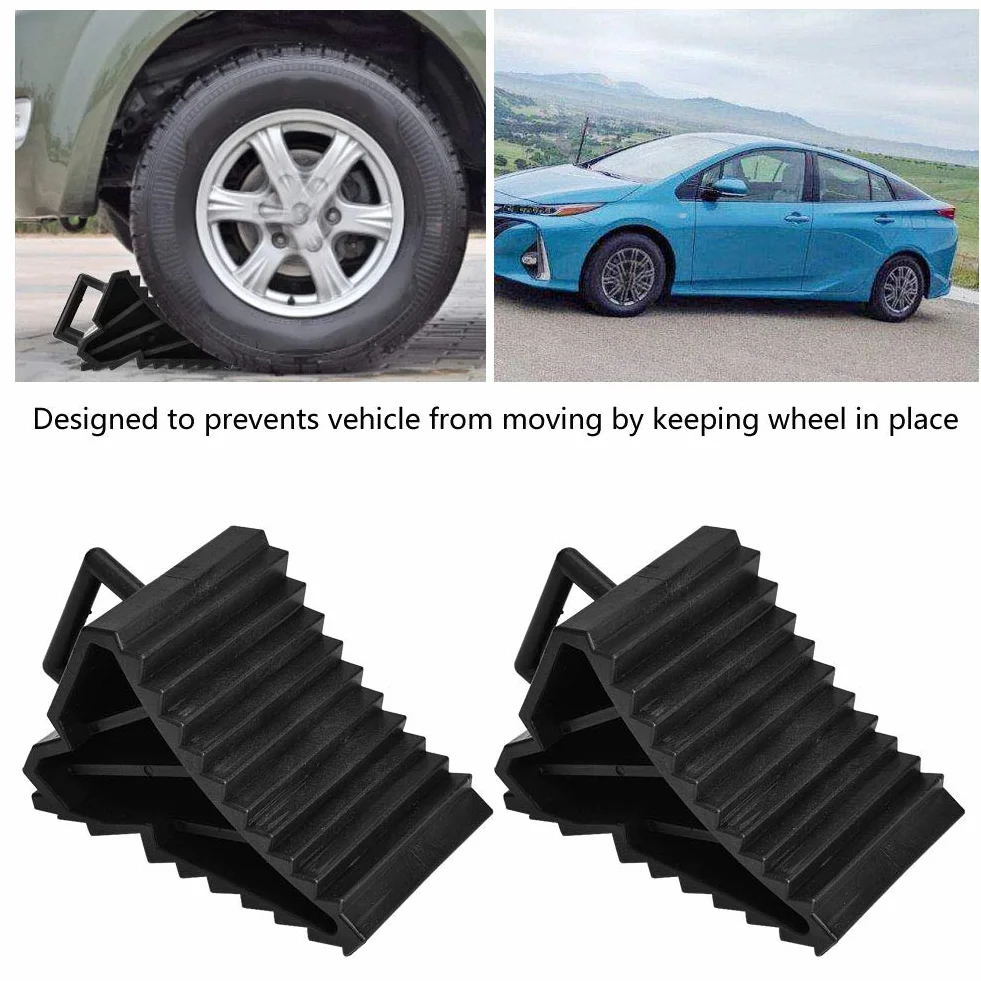 Juego de 2 Calzos Antideslizantes de Plástico ABS 15.5x9x10cm – Cuñas de Alineación para Ruedas de Coche, Caravana, Autocaravana y Camión