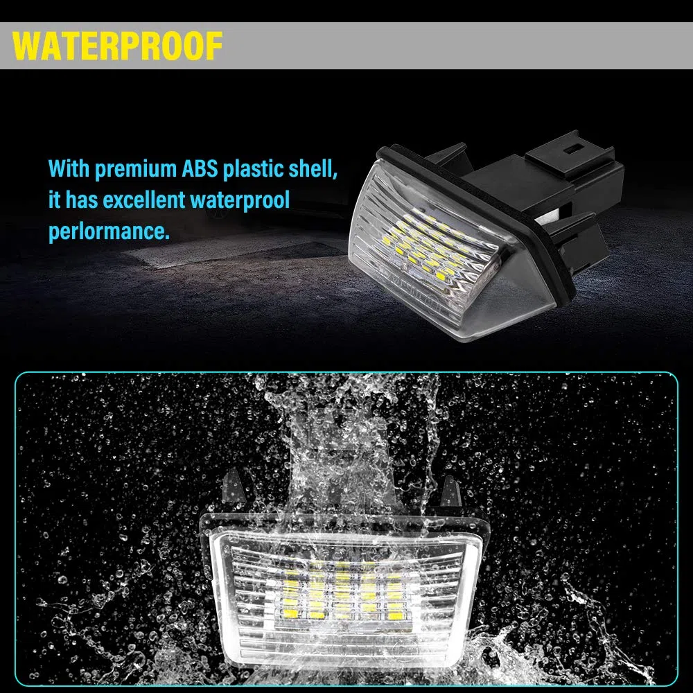 Safego Luz de matrícula LED para Coche Lámpara Número Placa Luces 3014 SMD 6000K Xenón Blanco para 206 207 306 307 308 406 407 5008 Partner etc, 2 Piezas, 1 año de Garantía