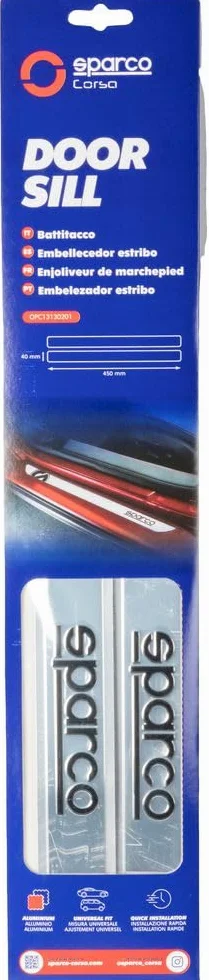Sparco Juego de 2 Piezas de Adhesivo Protector Universal OPC13130 para Puertas, 450 x 40 mm