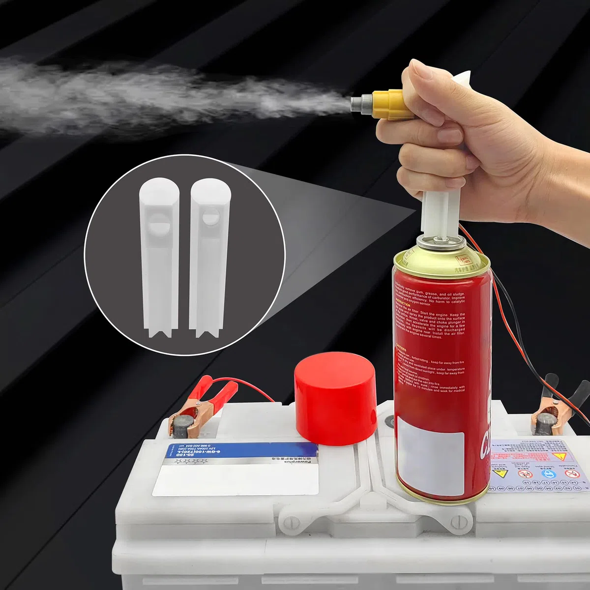 Shkalacar 12V/5V Probador de Inyector de Combustible y Adaptador, Kits de Herramientas de Limpieza DIY para Diagnóstico de Limpieza de Inyectores