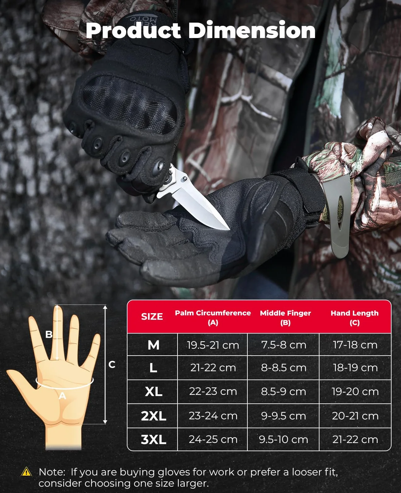 KEMIMOTO Guantes Moto Hombre, Guantes Moto Pantalla Táctil Protección, Tácticos Militares Dedo Completo Antideslizante para MTB ATV Escalada Paintball Motocross
