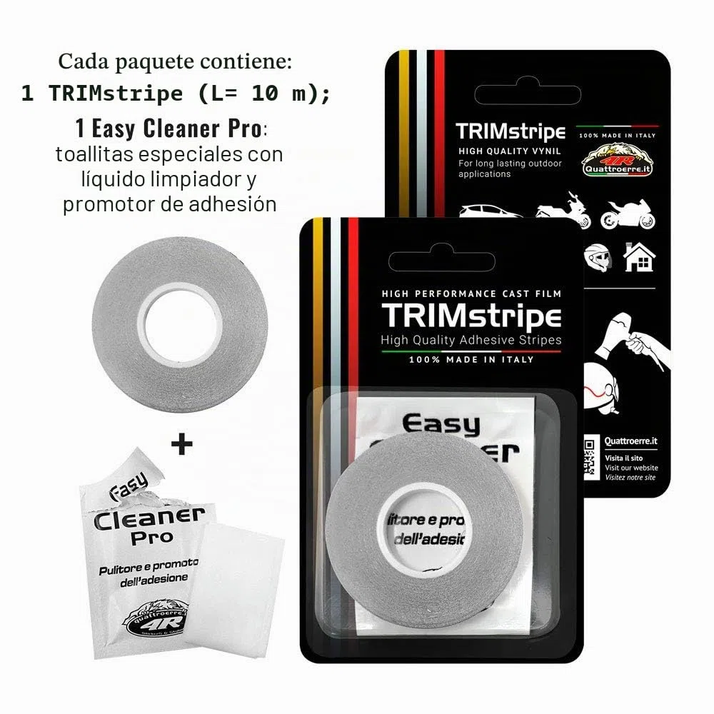 4R Quattroerre.it 10502 Franjas Trim Tiras Adhesivas para Coche, Amarillo Neón, 10 mm x 10 MT
