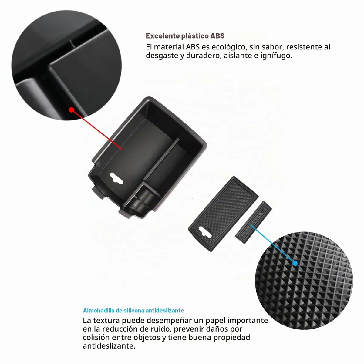 Ruiya Compatible con Kia Stonic 2018-2023 2024 Consola Central Caja de almacenamiento, Caja Reposabrazos Stonic Reposabrazos Organizador Central Reposabrazos Bandeja Accesorios Kia Stonic