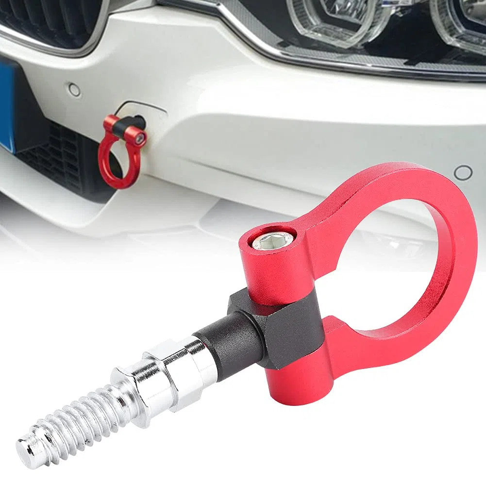 Gancho de Remolque,Fydun Anillo Universal para Remolque de Remolque Auto de aleación de Aluminio, Gancho de Remolque Delantero para Serie E(Rojo)