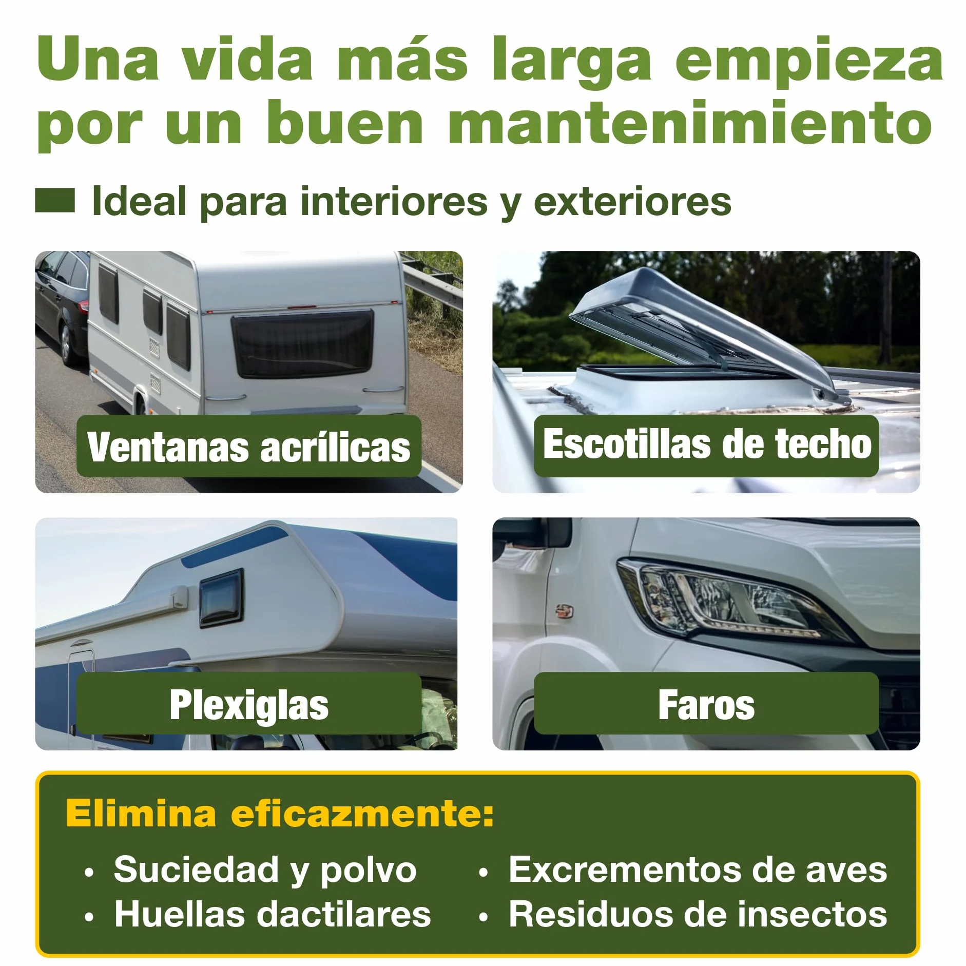 Bio-Chem - Limpiacristales acrílico y plexiglás 750 ml + paño de Microfibra - Limpiacristales para caravanas, autocaravanas y automóviles - Spray líquido para la Limpieza de Cristales de automóviles
