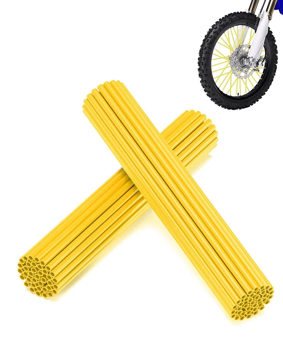 E-riding Fundas universales para radios de bicicleta, 72 unidades de fundas universales para radios de motocicleta, cubierta de radios de moto de cross, ribete de tubo para llantas de radios de 8 a 21
