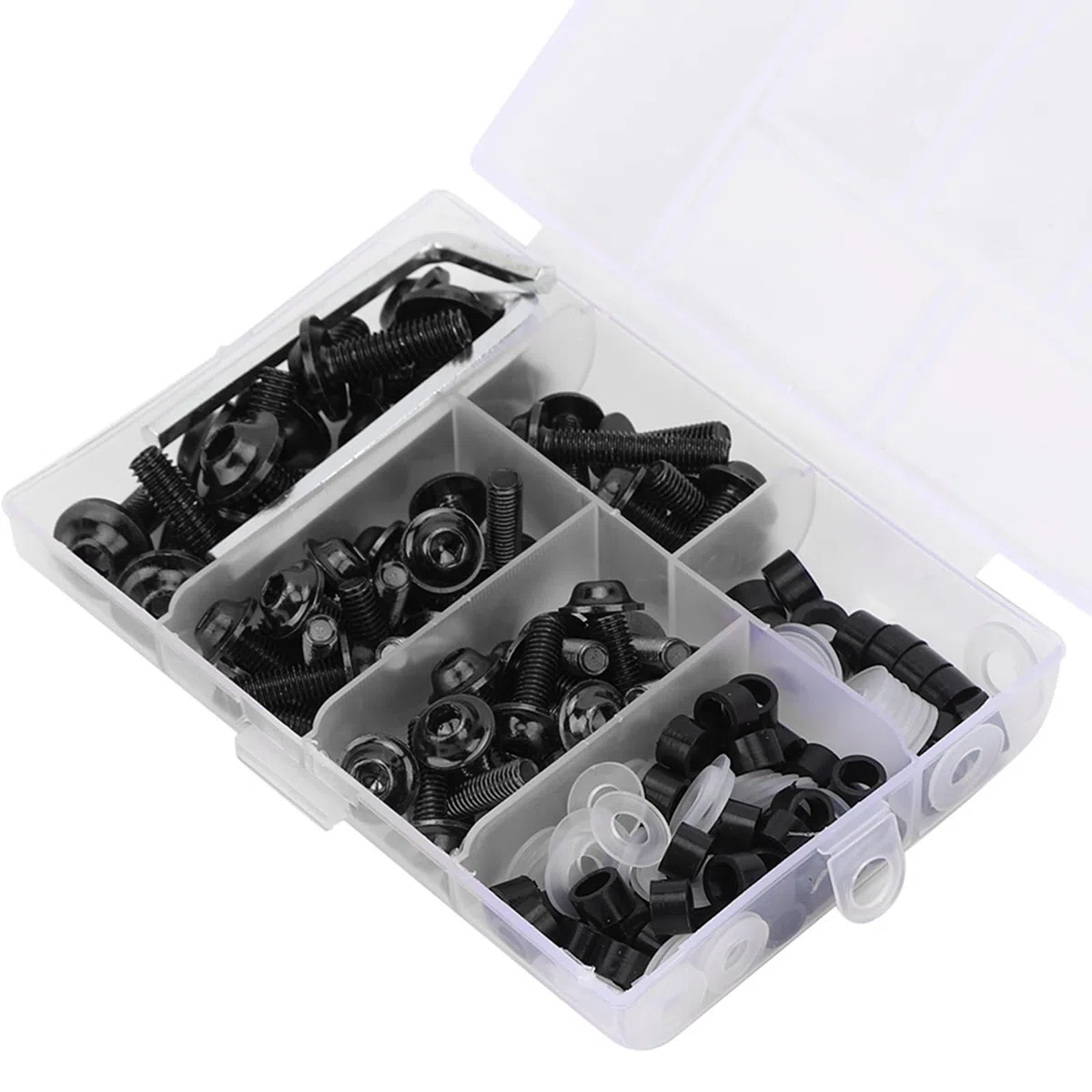 Kit de tornillos para carenado de motocicleta, Juego de pernos en acero inoxidable negro con herramientas, 158 piezas para mantenimiento y modificación de motos, Set completo para DIY