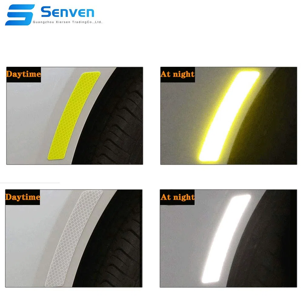Senven Pegatinas de Advertencia Reflectantes de Puerta avanzadas Adhesivos Anti colisión de Puerta, Cejas Rueda Coche Adhesivos Reflectantes Impermeables universales, Rojo y Blanco -16 Piezas