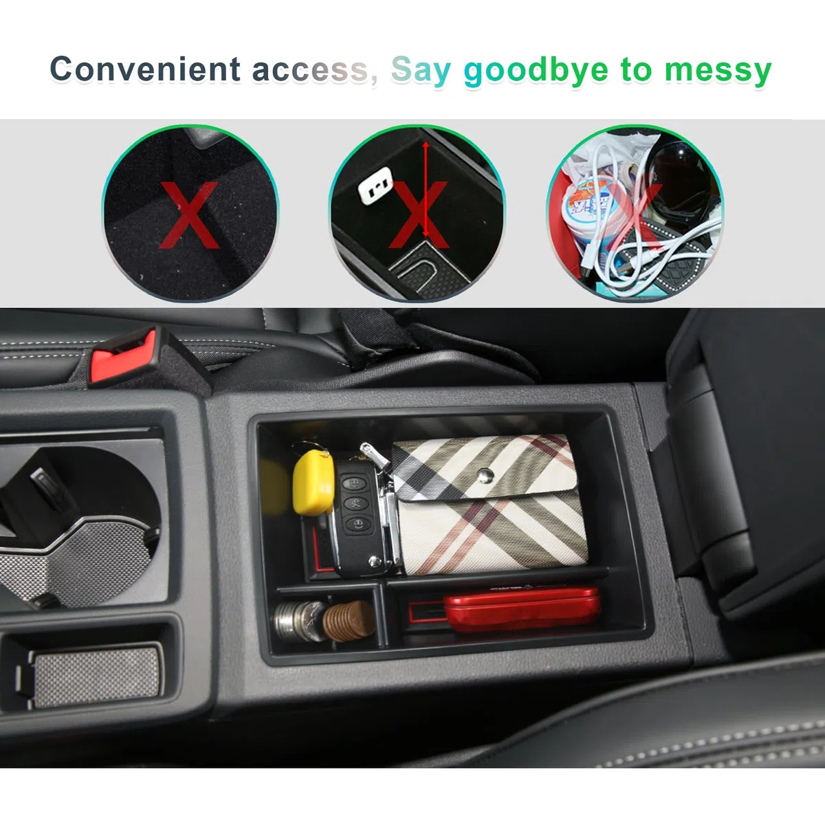 GAFAT Compatible con Audi Q3 F3 2019–2024 2025 Consola Central Caja de Almacenamiento, Q3 Sportback S-Line RS Q3 Organizador Bandeja de Guantera Inferior de Consola Central, Accesorios Q3 F3
