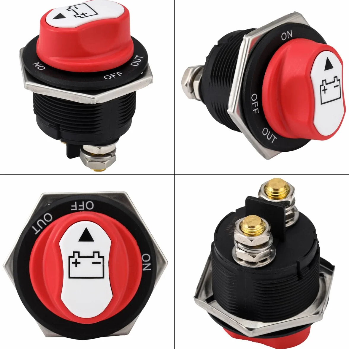Greluma 1PC Interruptor de desconexión de batería de automóvil de 200A, interruptor aislador de corte maestro de batería de 12V-24V, interruptores de batería de encendido y apagado para marinos
