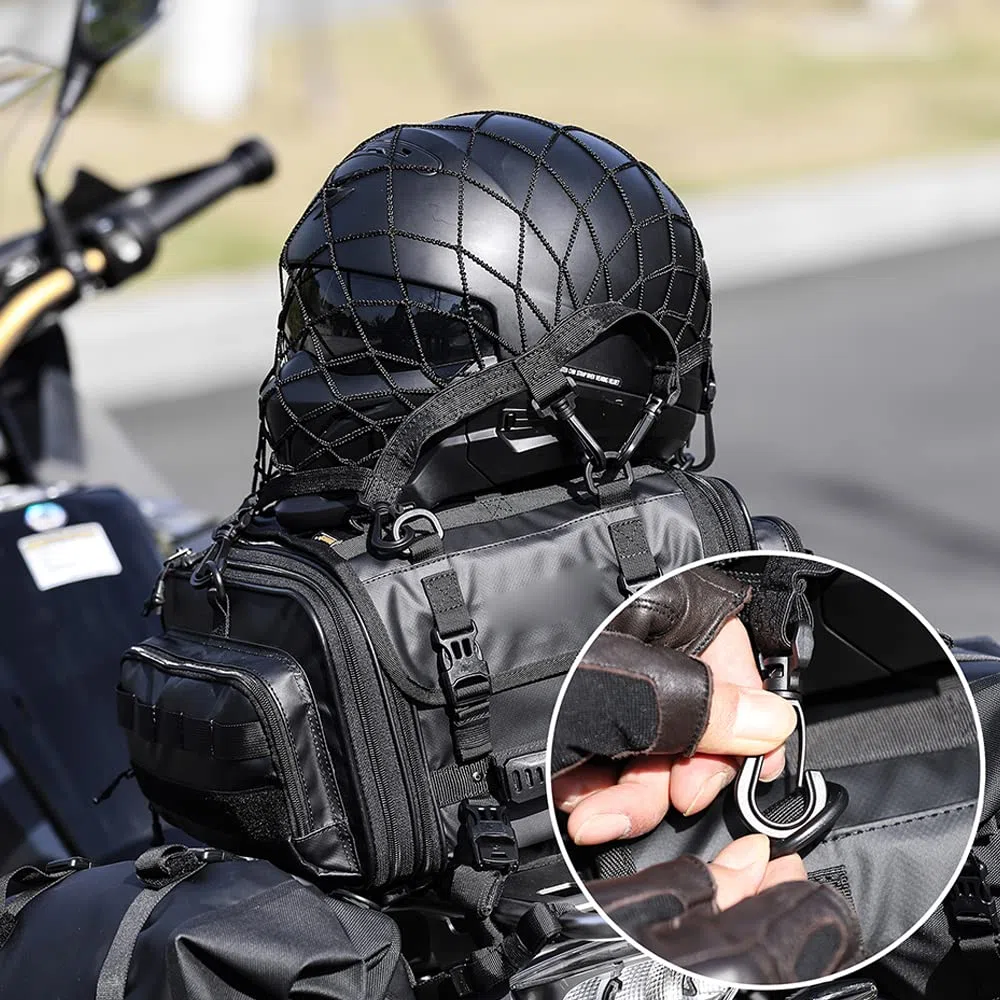 Cascos de moto Bolsa de malla elástica Bolsa de malla para maletero Bolsa de malla con 8 ganchos Cascos universales Bolsa de malla para cascos de motor Accesorios para guardar cascos