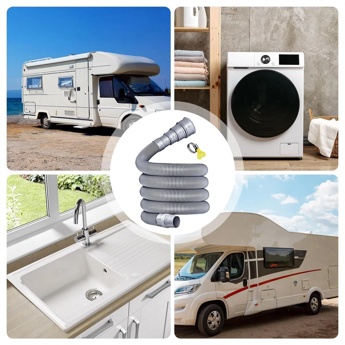 Kit de Manguera para Aguas Residuales de Autocaravana | Tubo De Drenaje Flexible E Impermeable Para Caravanas - de Evacuación de Aguas Residuales para Extensión de Remolque en