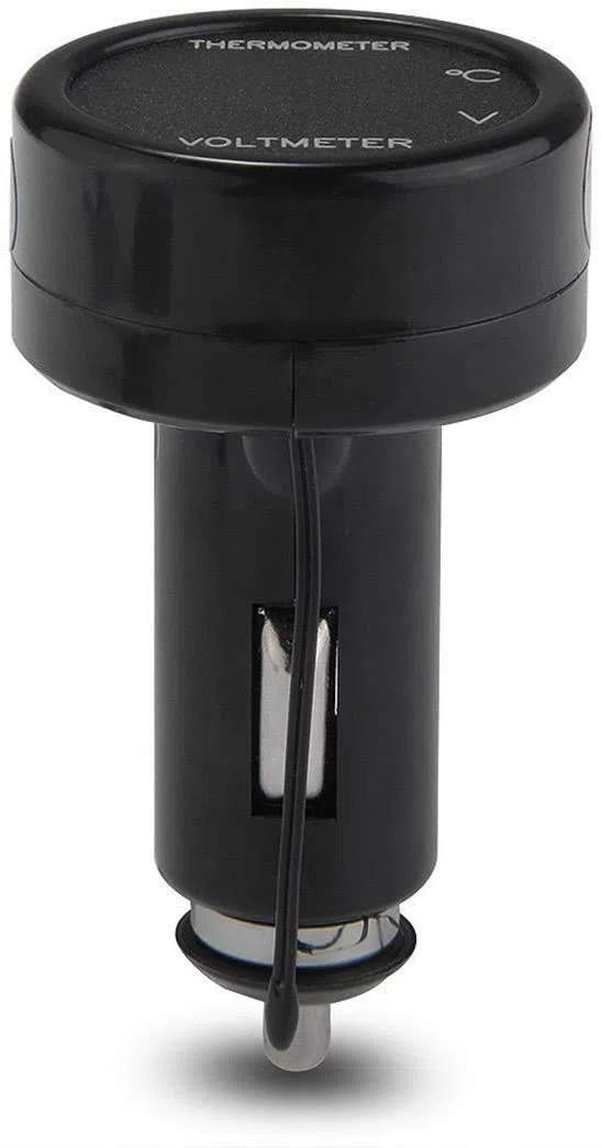ATEC - Multímetro para toma de mechero de coche, moto, barco y camión (2 en 1 Volt/Temp)
