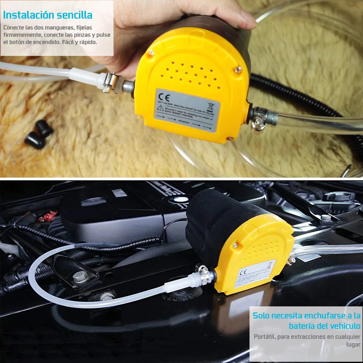 JOMAFA Bomba Extractora de Aceite DC 12V 80W Bomba de transferencia de combustible (no gasolina) y Aceite para Auto, Moto, Quad, furgon