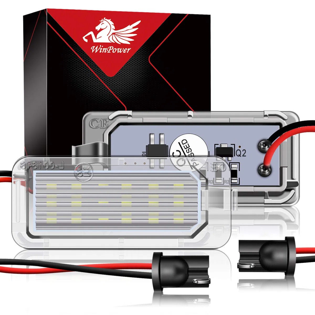 WinPower LED Luces de matrícula Lámpara Numero plato luces con CanBus No hay error 6000K Blanco Compatible con Fiesta6 BMax CMax SMax Focus2/3 Galaxy Ecosport Kuga2 Mondeo4/5 etc., 2 uds.