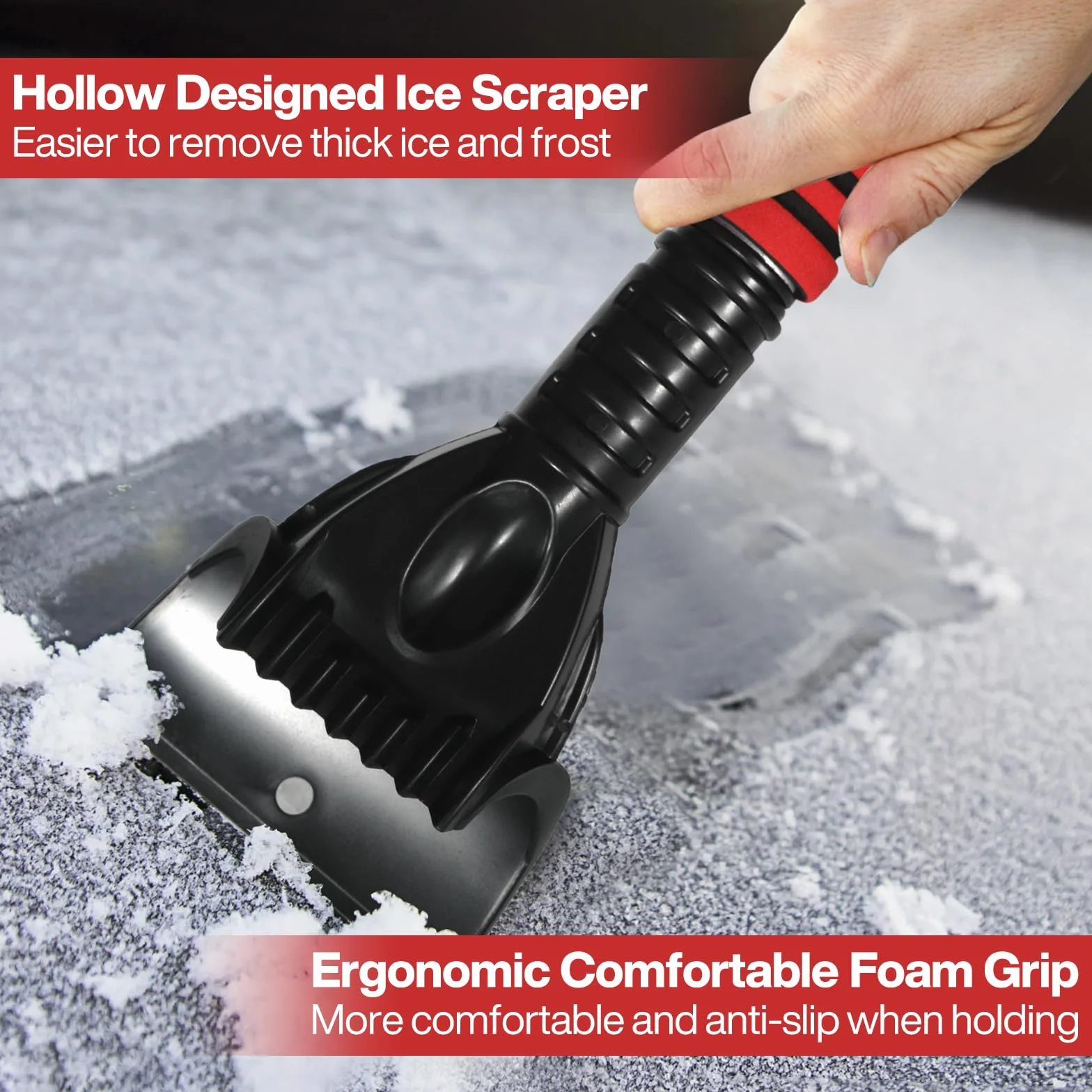 Rascador de Hielo para Coche con Escoba, 73cm Raspador de Nieve Retráctil y Desmontable, con Cabeza Giratoria 360 Grados, Rascador Hielo Parabrisas Coche para Coche Camión SUV