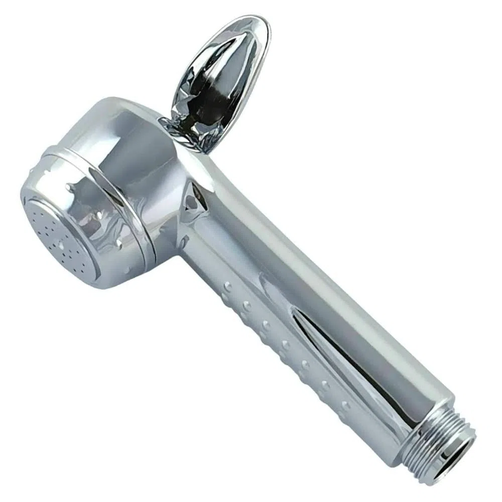 Cabezal de ducha con gatillo cromado de encendido/apagado, flujo de agua caliente y fría, 1,27 cm, cabezal de ducha de mano para autocaravana, caravana, autocaravana, barco, universal