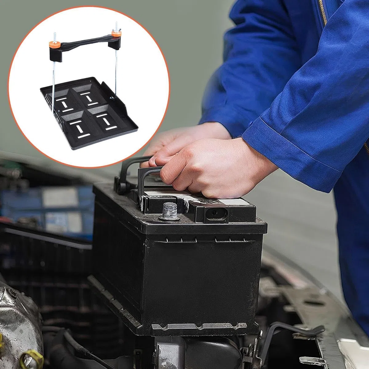 Soporte para Bandeja de Batería de Coche,Sujeción Ajustable por Presión,Base de Montaje para Fijación de Batería - para Automóvil, Camión, RV, Embarcación y Modificación