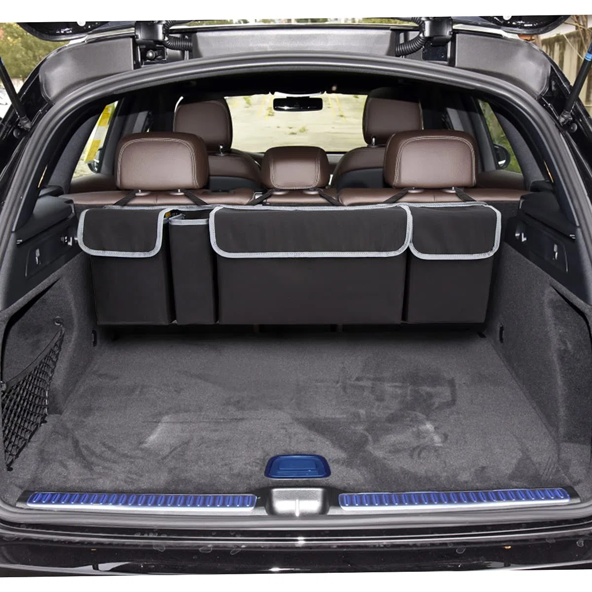 Organizador para maletero de coche, tela Oxford, plegable, bolsa de almacenamiento impermeable 600D, para asiento trasero de coche, organizador de maletero con adhesivo mágico, organizador