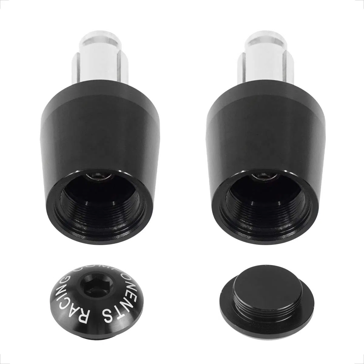 Evermotor Puños de manillar de motocicleta universales - 22 mm (7/8 ") 24 mm (1") Puños de motocicleta antideslizantes para ciclomotores Scooter Quad ATV Puños de goma hechos de aluminio CNC gris azul marino