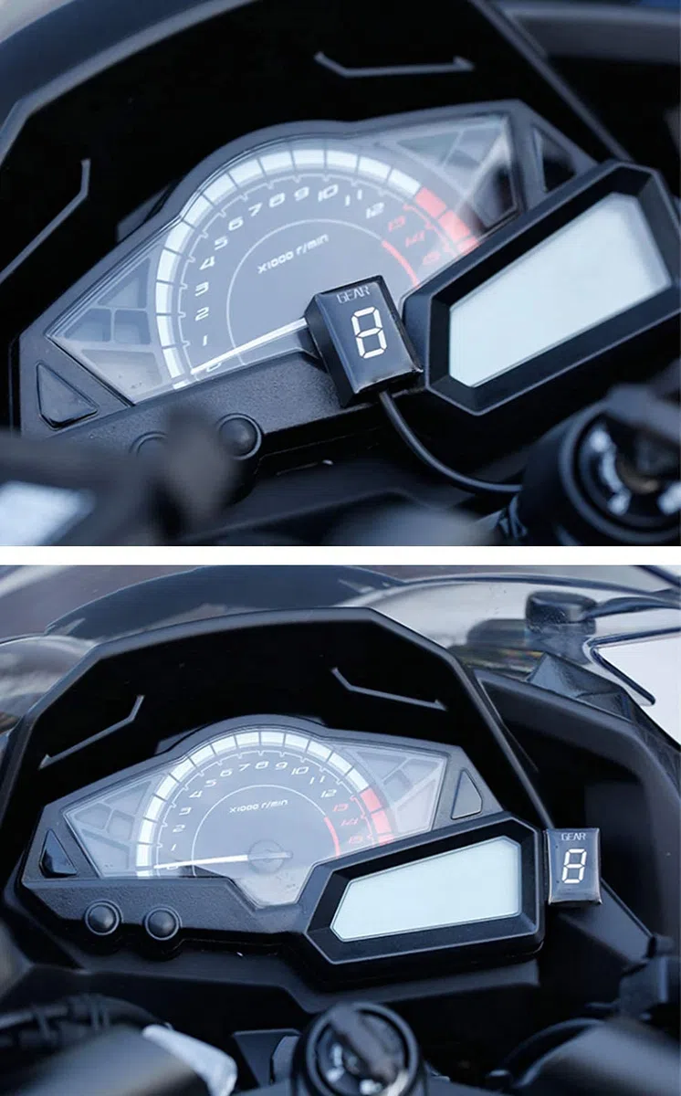 Indicador de engranaje de motocicleta para Honda CBR CB500X CB400SF CB650F CB1300 CBR600RR CB1000R Cb650r VFR800 Digital Meter Pantalla LED impermeable Plug and play (azul)