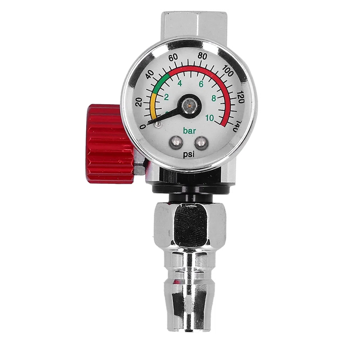 Regulador Presión Aire para Pistolas Pintura Acero Inoxidable con Manómetro 0-140PSI 0-10BAR Conexión G1/4 Pulgadas Profesional