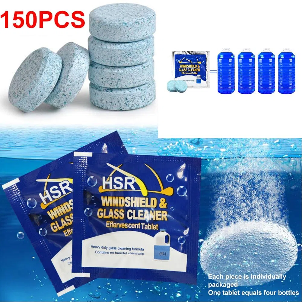 Pastillas Limpiaparabrisas,150pcs Liquido Limpiaparabrisas Coche,Pastillas Efervescentes para Limpiaparabrisas Coche,Pastillas Limpiaparabrisas Concentradas,Pastillas Limpiadoras Multifuncionales