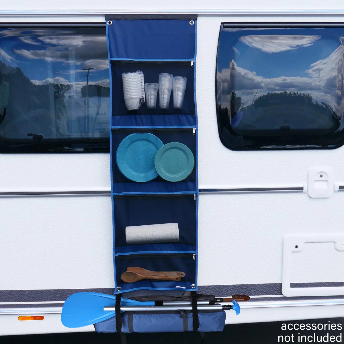 your GEAR Organizador para caravana – Estantería colgante/Barra de ganchos para autocaravana 45-140 cm | Variantes Bolsillo, Zapato, Tableta, Ancho, Malla, Gancho | Almacenamiento para camping 4-12
