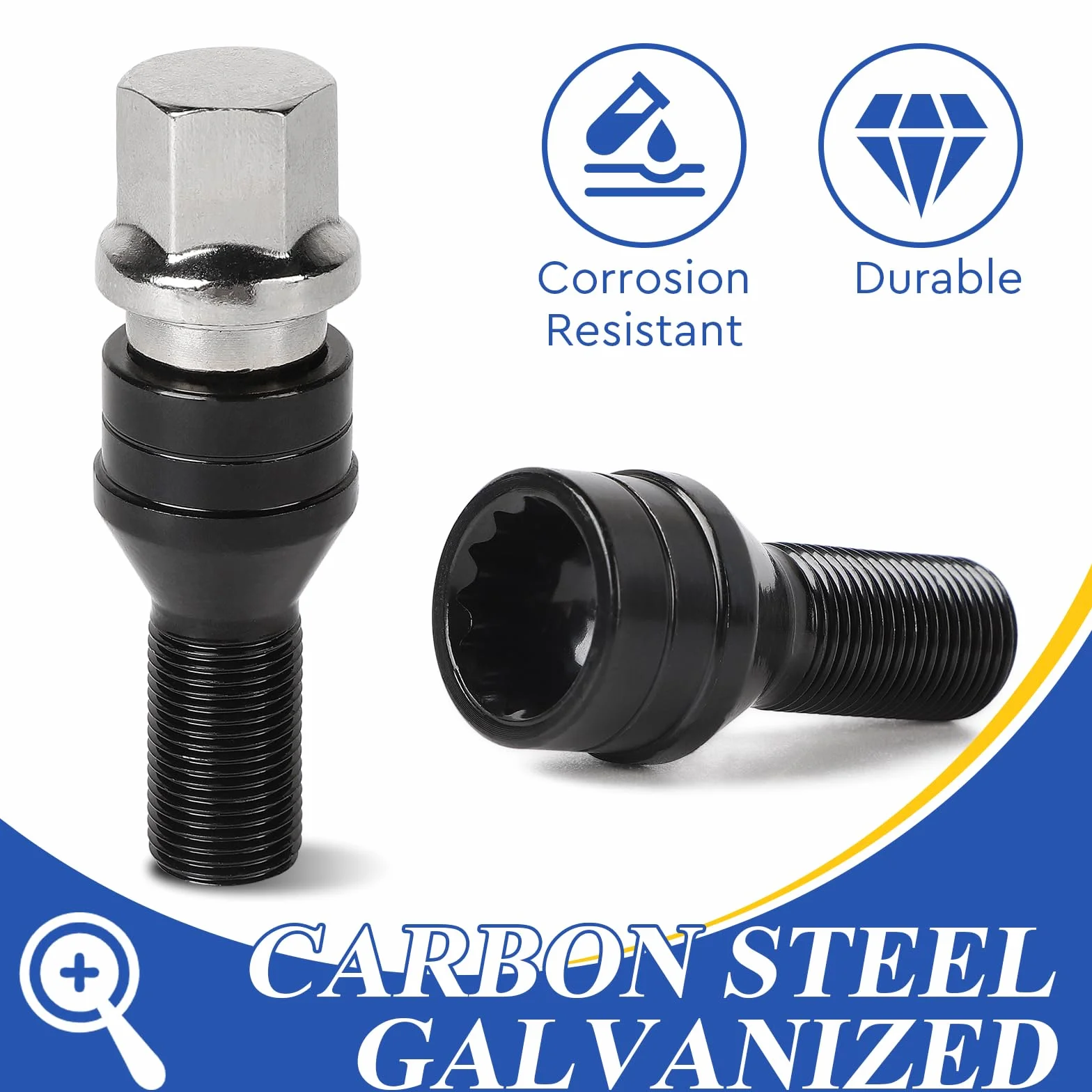 EFUTURETIME 4 x Tornillos Antirrobo Coche M14 x 1,25 mm, Tornillos de Rueda con una Tuerca de Seguridad Compatible con B-M-W y Mini (OE: 36136776076)