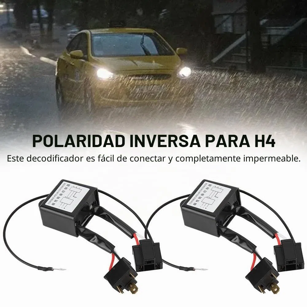 Convertidor de Polaridad, 2 Piezas Convertidor Negativo de Aleación LED, Adaptador de Arnés de Interruptor Negativo, Inversor Polaridad para H4