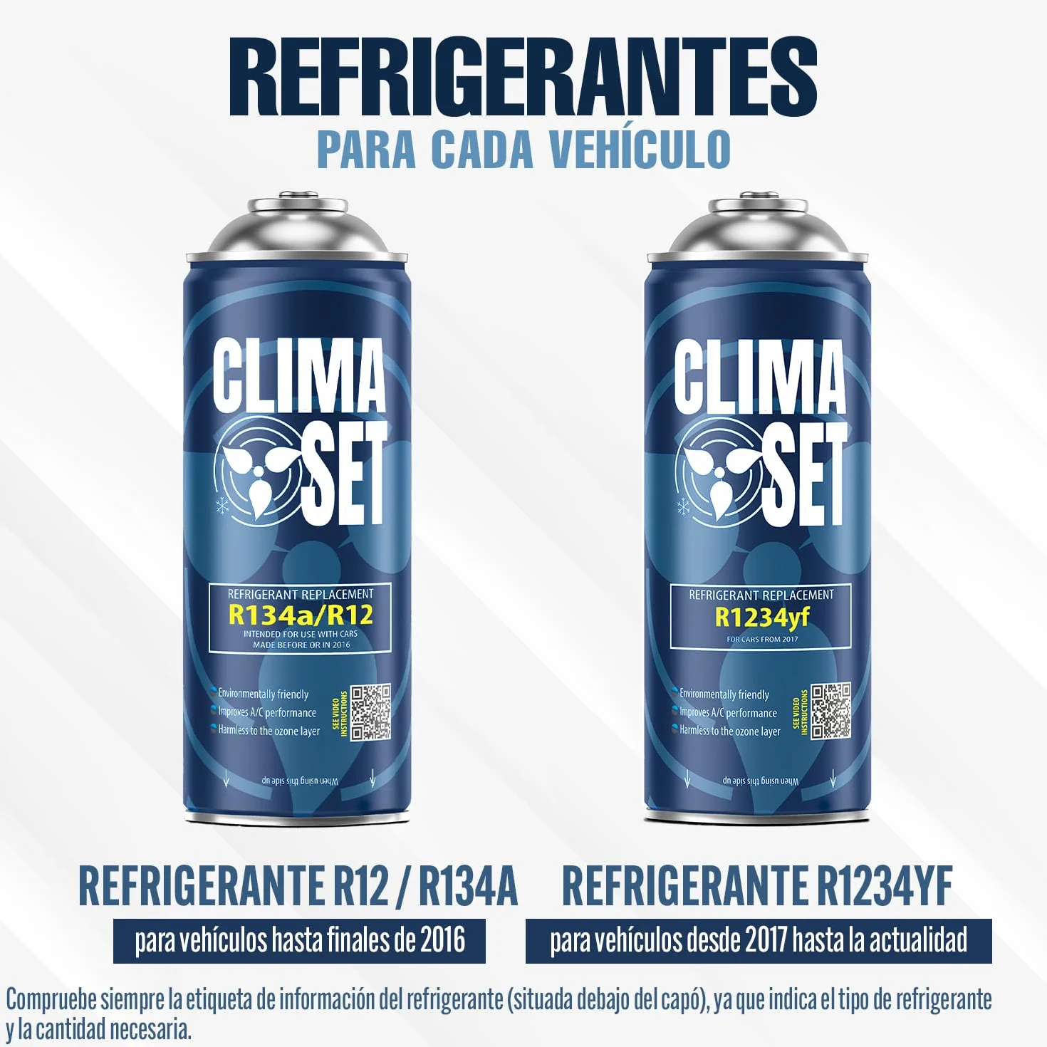 ClimaSet Recambio gas R1234yf el gas refrigerante R1234yf gas aire acondicionado coche - carga aire acondicionado coche - después de 2016-1 botella de gas de 170 g ECO