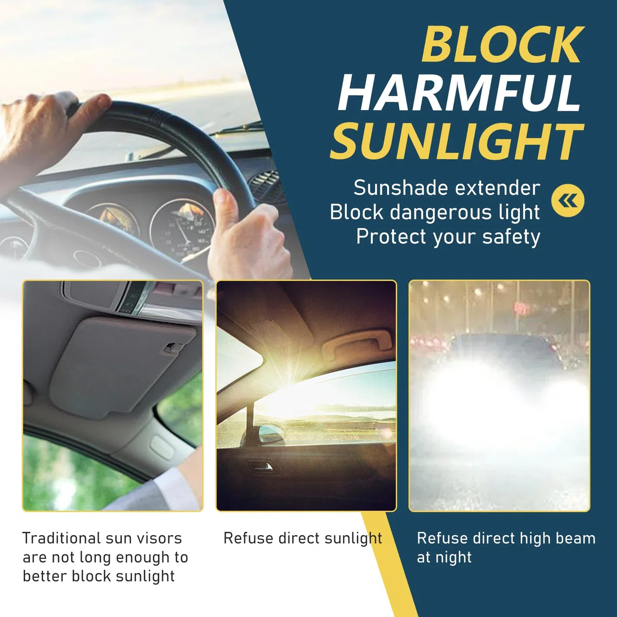 UBRAVE Extensor De Parasol para Coche,Antideslumbrante Protector Ventana Coche,Parasol De Coche Ajustable,Antideslumbrante,Anti-UV, Adecuado para Todos Los Coches,1 Pieza - Negro