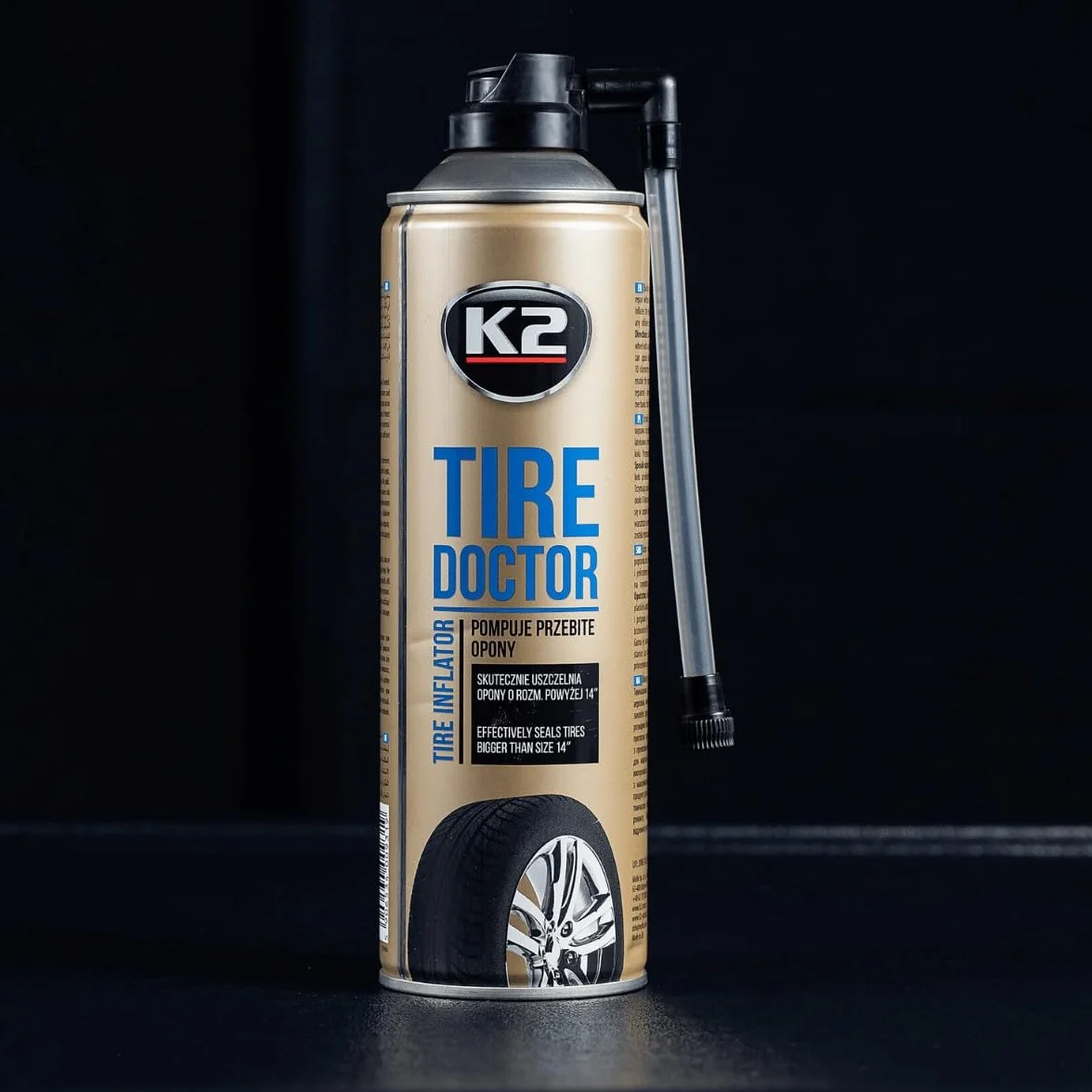 K2 Bombeo y Reparación de Ruedas Tire Doktor | 535 ml |Sellado Rápido | Eficiente | Ideal para Emergencias | No Daña los Neumáticos