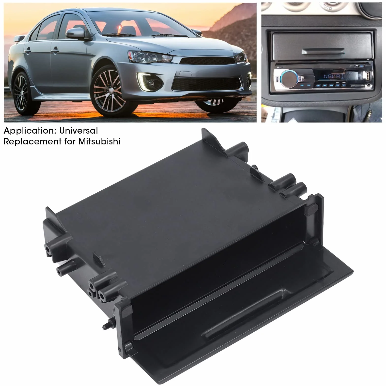 Caja de Almacenamiento de Radio 1DIN para, Organizador Interior ABS Negro, Multi Aplicaciones