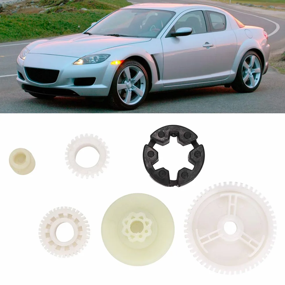 EVGATSAUTO kit reparación motor elevalunas Elevador de ventana Motor Gear, 6 piezas Kit de reemplazo de engranaje de motor de vidrios de ventana de coche
