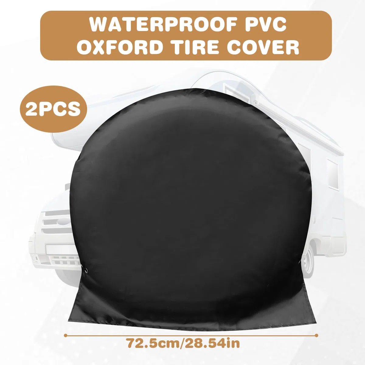 Fundas Protectoras para Ruedas de Caravana: WIYETY 2 Piezas Funda de Rueda 27"-29", Cubiertas de Rueda para Remolque for Caravan, Motorhome, Caravan, Black