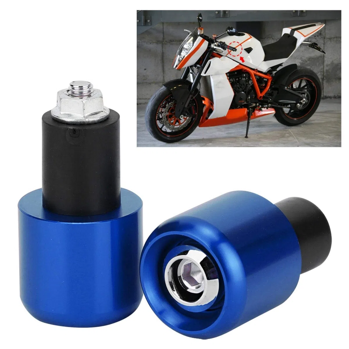 aqxreight Extremo de la barra de la manija, 2 uds., Accesorio de modificación de la motocicleta, tapón del extremo de la barra de la manija para manillar de 22 mm de diámetro(azul)