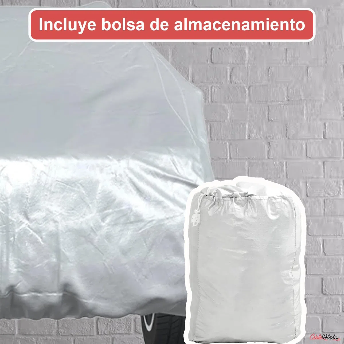 CABLEPELADO - Funda Ligera para Coche Talla XXL (580x175x120 cm) | Cubierta Impermeable Anti-UV y Antipolvo | Polietileno 210D para Garaje y Uso Polivalente