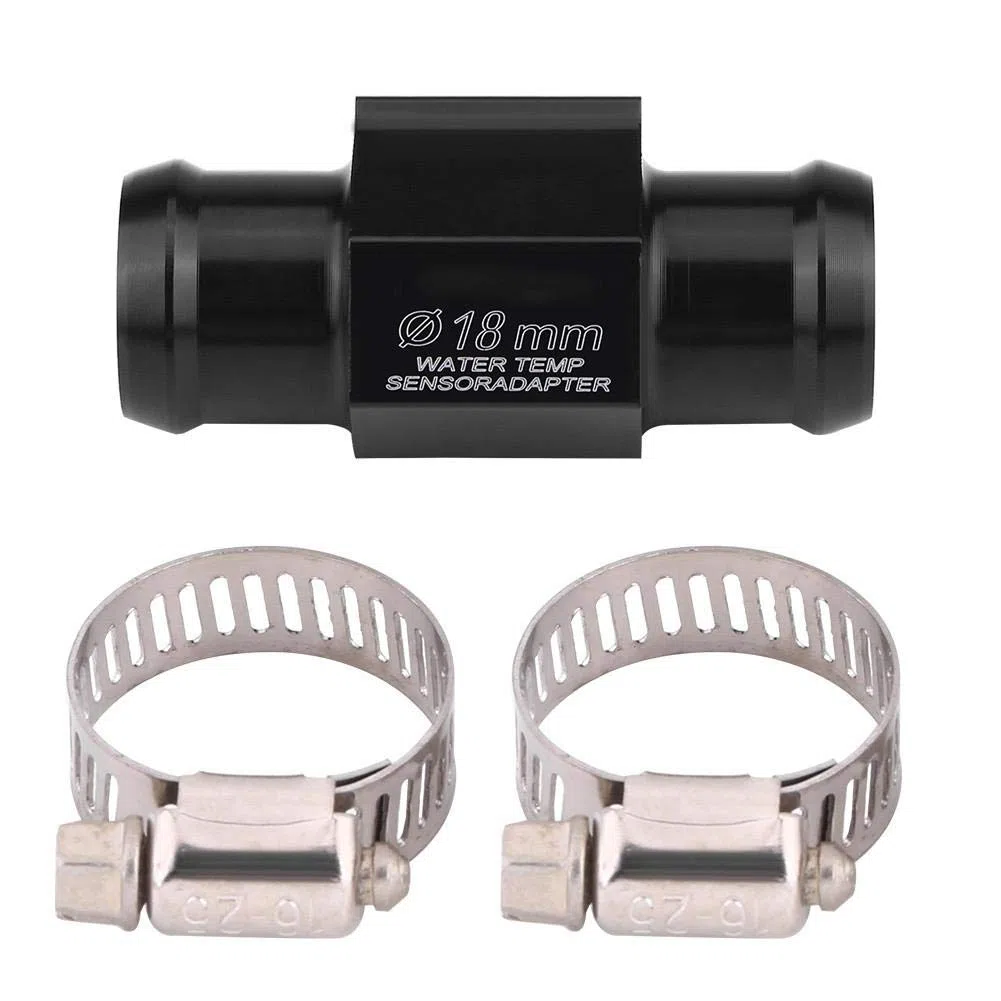 Adaptador del sensor de temperatura negro, Temp tbest aleación de aluminio de la motocicleta de la temperatura del agua adaptador reemplazo para manómetro sensor común de la pipa de la manguera(18mm)