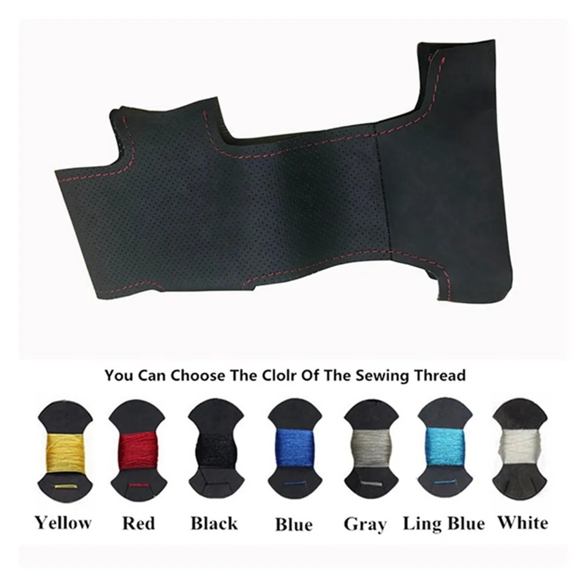 Funda Volante Coche Para Seat Para Leon MK1 (1M) 1998-2005 Para Skoda Para Fabia RS 2003 Para Fabia 1 (6Y) 2004-2005 Protector cuero artificial negro para volante coche Cubierta de Volante(Red Thread)