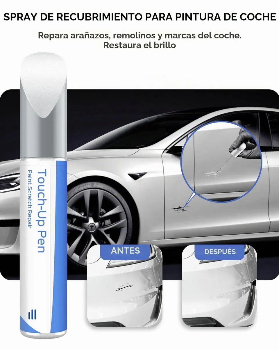 (PPSW) Lápiz de retoque blanco perla Tesla – DIY reparación de arañazos con combinación de colores para modelo 3/Y/S/X