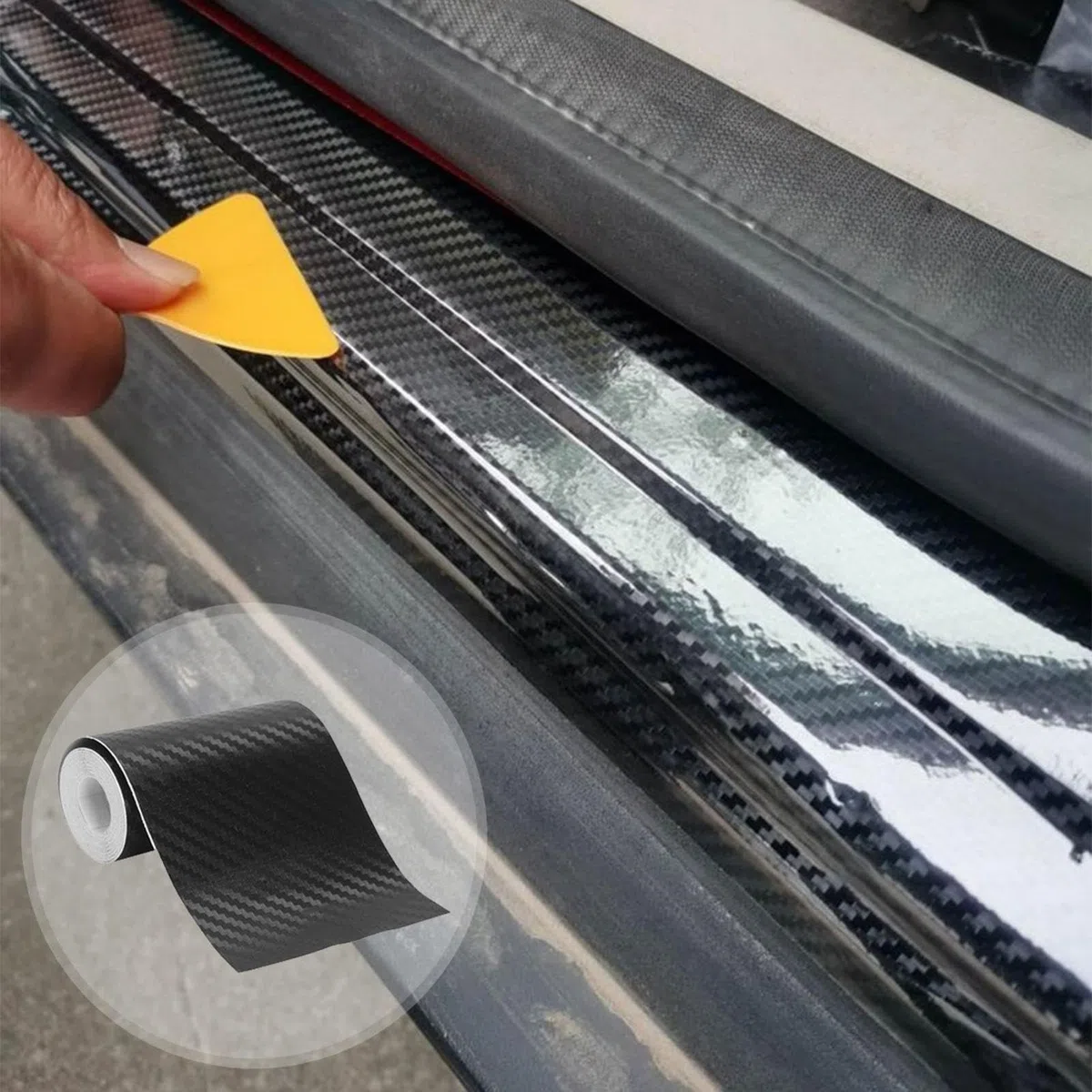 Genérico Pegatinas de Fibra de Carbono para Coche, Pegatinas para Coche Wrap Film Tape, Etiqueta engomada autoadhesiva Impermeable de la Hoja de la Armadura de la Tela Cruzada, Etiqueta engomada